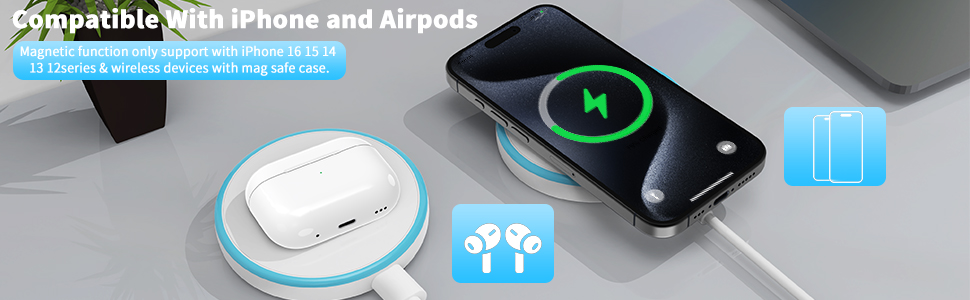 Magnetic function only support with iPhone 16 15 1413 12series &amp; wireless devices with mag safe case