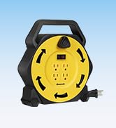DEWENWILS Extension Cord Reel with 25 FT Power Cord, Hand Wind Retractable, 16/3 AWG SJTW, 4 Grou...