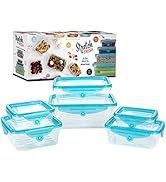 Stretch and Fresh Leak-Proof Food Container Set Stackable, BPA-Free Silicone w/ Airtight Lids for...