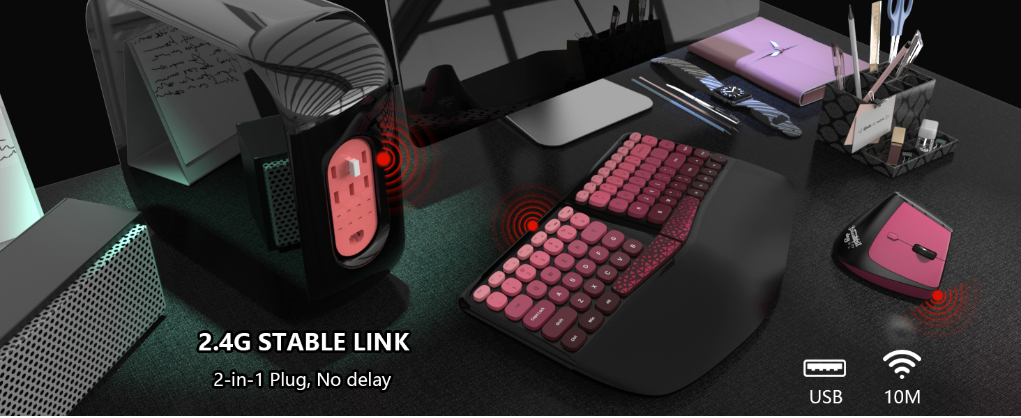 Ergonomic Wireless Keyboard and Mouse