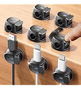 8Pack Cord Organizer [Dual Spring &amp; Clasp, Max Secure] Cable Clips - Chfeila Cable Management, Ad...