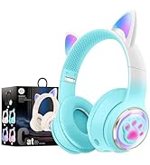 Excellent Wireless Cat Ear Bluetooth Headphones for Kids,LED Light Up and Foldable Stereo Headpho...