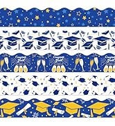 Whaline 69Ft Graduation Bulletin Board Border Blue Gold Graduation Cap Star Wineglass Adhesive Tr...