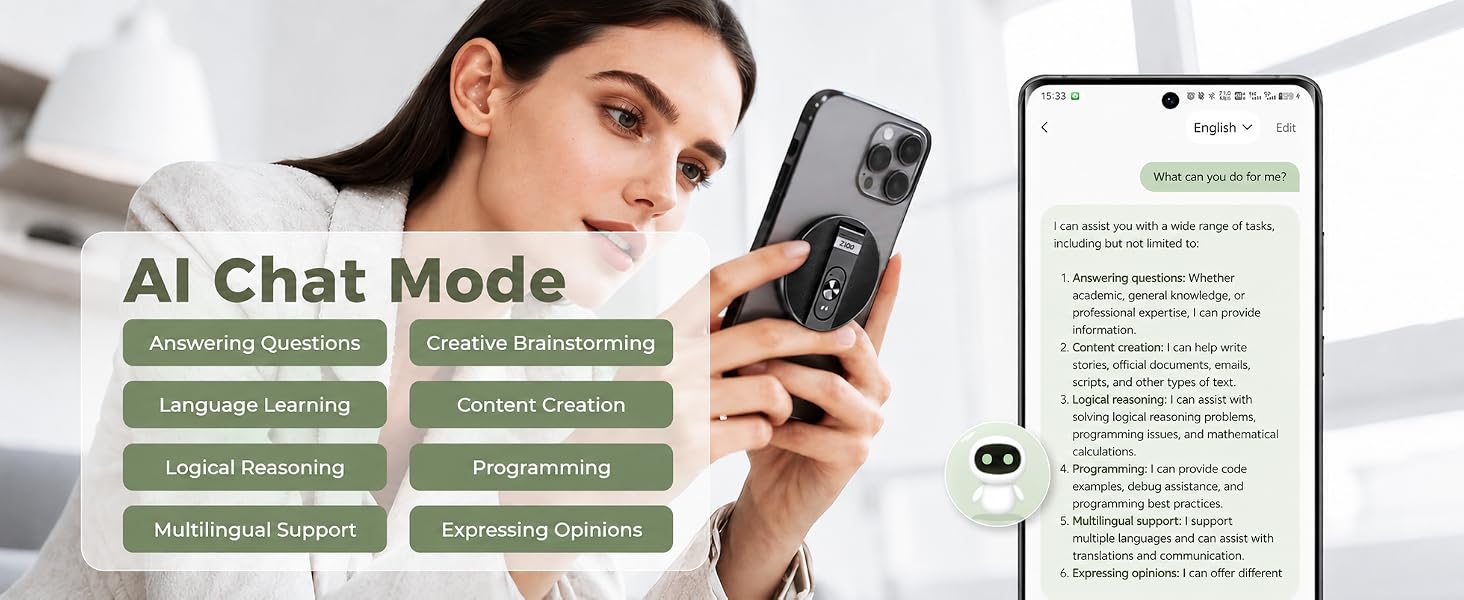 AI Translator Device, Smart Wearable Translator for 165 Languages Real-Time Two-Way Translatio