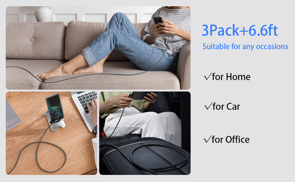 3Pack Type c cable, suitable for any occasion