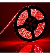 SUPERNIGHT Red LED Strip Lights Waterproof, 16.4ft 300leds Rope Lighting, Flexible Tape for TV, B...