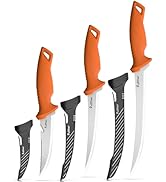 pullther fishing 3 pcs Fillet Knife for fish,9 Inch and 7 Inch Fillet Knives,5 Inch Stainless Ste...