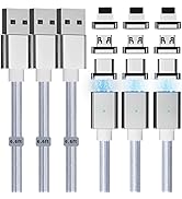 Magnetic Charging Cable 3A Fast Charging(3 Pack,6.6/6.6/6.6ft) 3 in 1 Magnetic Phone Charger Cabl...