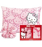 Kitsch Hello Kitty Satin Pillowcase, Softer Than Silk for Hair &amp; Skin, Machine Washable, Wrinkle-...