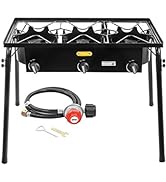 Concord Triple Burner Outdoor Propane Stove Cooker w/ Regulator, 3 Burner Stove Brewing Supply