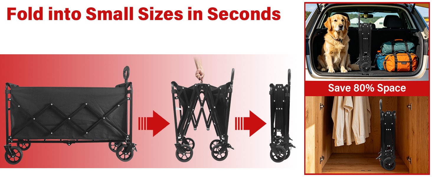 wagons carts foldable with wheels heavy duty