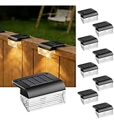 Srtyuo Solar Fence Lights Outdoor 8 Pack - Deck Lights 3000k Fence Lights Solar Powered, IP55 Wat...
