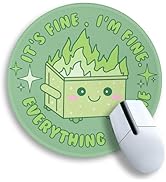 Gctriki Dumpster on Fire Mouse Pad, Cute Sage Green Mouse Pads for Desk, Funny Round Mousepad for...