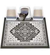 Glittme Cat Litter Mat with Non-Slip Bottom Litter Box Mat Waterproof Litter Trapping Mat Easy to...
