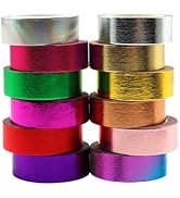 Mogoostry 12 Rolls Solid Foil Washi Tape Decorative Metallic Foil Tape 15mm x 10 Meters Self Adhe...
