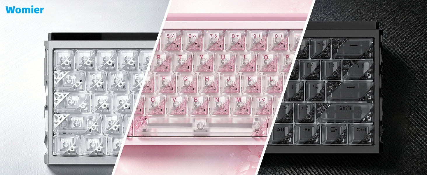 Clear Keycaps, Pink Shine Through Keycaps, Jelly Keycap Transparent keyboard Caps