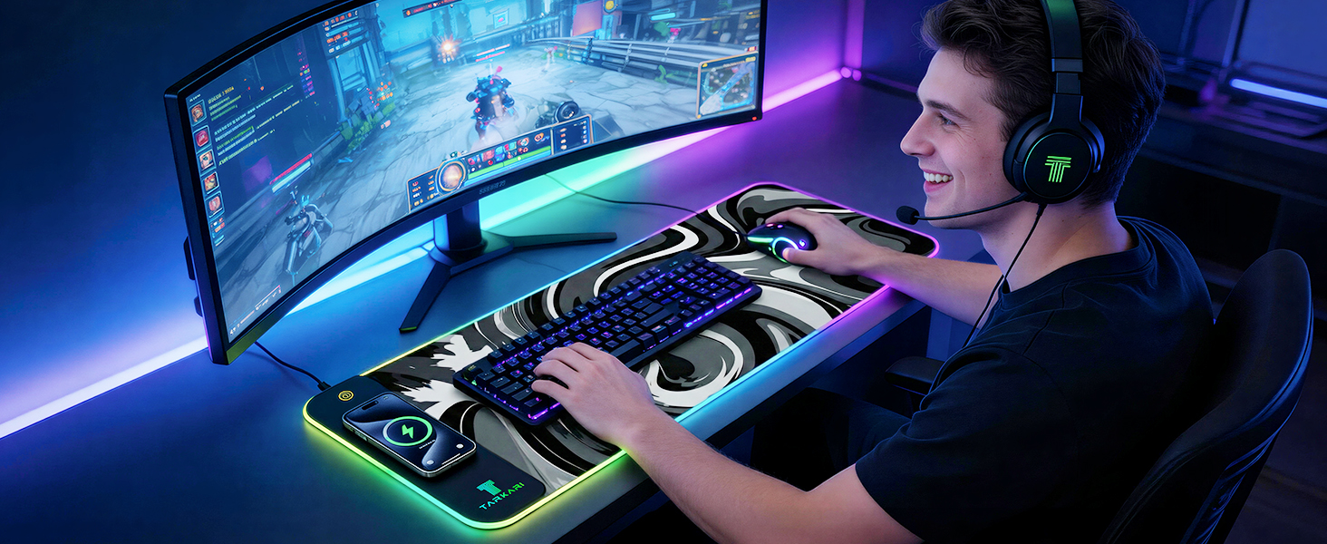 TARKARI Magnetic Wireless Charging RGB Mouse Pad