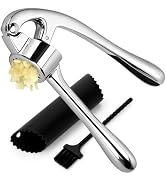 TACGEA Kitchen Garlic Press Set, Rust Proof Garlic Mincer Tool with Silicone Garlic Peeler and Brush