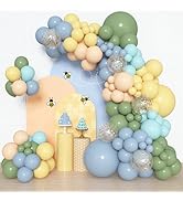 Amandir 153pcs Blue and Yellow Balloon Arch Kit, Different Sizes 18 12 10 5 inch Sage Green Dusty...