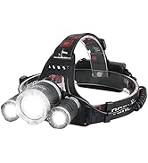 BORUIT RJ-3000 Headlamp Rechargeable LED Head Lamp Super Bright 5000 Lumen Outdoor Headlight 4 Mo...