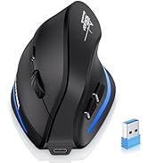 ECHTPower Ergonomic Wireless Mouse, Bluetooth Vertical Mouse with LED Light, Control Up to 3 Devi...