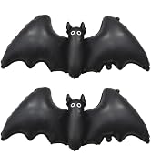 2 Pieces Large Halloween Bat Foil Balloons, 47 Inches Black Mylar Bat Balloons with Big Wings for...
