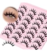 Losha Lashes Spiky Manga Lashes 14 Pairs Anime False Eyelashes 8D Wispy Asian Eye Lashes Pack Nat...