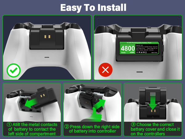 Xbox battery packs rechargeable battery for xbox one series s x controllers