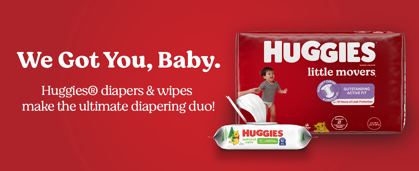 pair huggies little movers diapers with huggies wipes