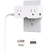 ELEGRP USB Wall Outlet Extender, Multi Plug Outlet Splitter with Two USB A Ports 21W, Electrical ...