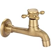 Oumefar Water Faucet, Wall Mounted Water Faucet Classic Water Tap Single Cross Handle Bathroom Fa...