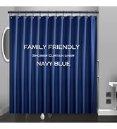 Eazzier Bath Navy Blue Plastic Shower Curtain Or Liner, 72x72 Inch Thin Lightweight Dark Blue Pla...