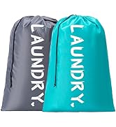 2 Pack XL Travel Laundry Bag, Machine Washable Dirty Clothes Organizer with Drawstring,Large Enou...