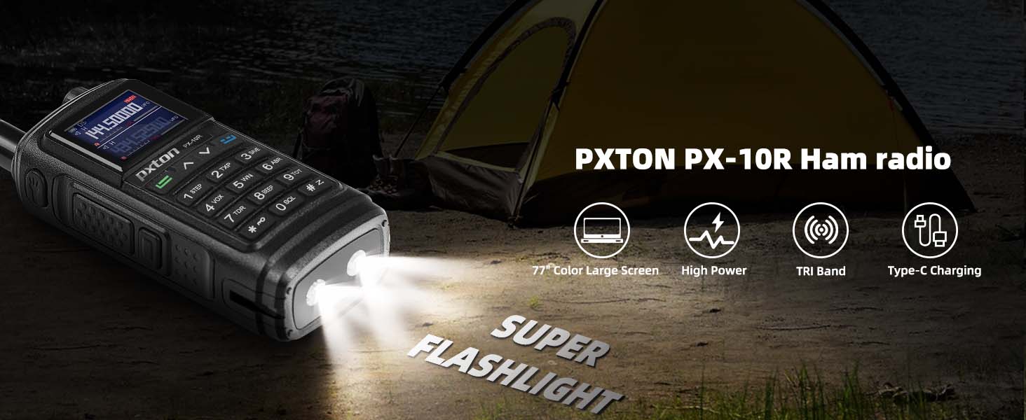 pxton px-10r walkie talkies flashlight
