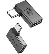 Silkland USB C 90 Degree Right Angle Adapter 2 Pack, [8K 60Hz, 240W 80Gbps] Male to Female Adapte...