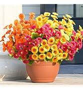 Waipfaru Artificial Flowers for Outdoors Faux Plants, UV Resistant Artificial Outdoor Flowers, Si...
