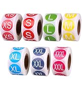 3500 Clothing Size Stickers 7/8" Colorful Apparel Size Stickers for Clothing, 7 Rolls, All 7 Size...
