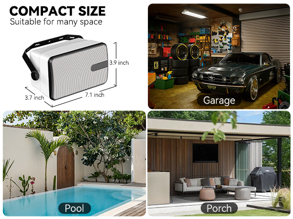 Compact size fits patios, garages, or workshops—powerful sound without taking up space.