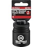 BILITOOLS 28mm Socket 3/4" Drive Standard Impact Socket, Metric 6-Point Axle Nut Socket, CR-MO fo...