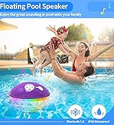 Blufree Floating Pool Speakers with Colorful Lights, Bluetooth Wireless Pool Speaker Floatable IP...