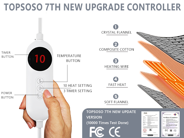 10 heat setting heating pad