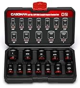 CASOMAN 12-Pieces 3/8" Drive Mid-Length Impact Socket Set, 12-Point, SAE, 5/16-Inch to 1-Inch, CR...