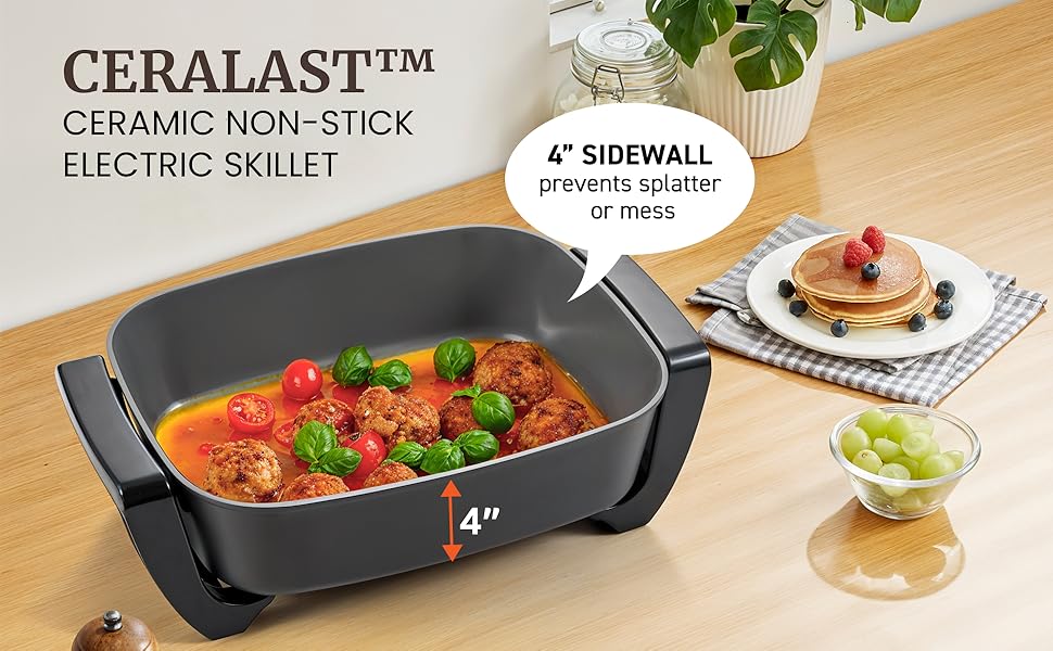 Elite Gourmet EG2615 15&amp;#34; x 12&amp;#34; x 4” Electric Skillet, Durable Xtra Deep Dish