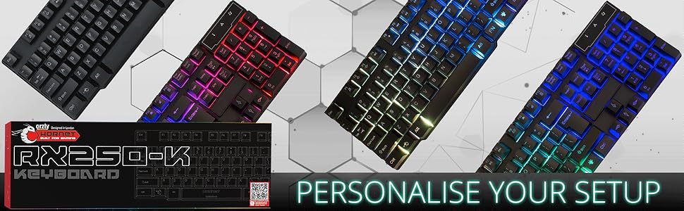 Orzly RX250 LED Backlit gaming keyboard for PC Desktop PS5 PS4 PlayStation Xbox Series One 