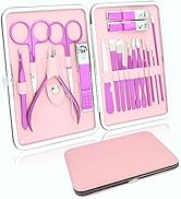 Glamne Manicure Pedicure Set Professional Nail Care Grooming Kitwith Travel Case 18pcs (Shining R...