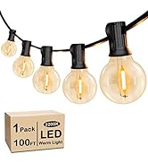 VerRon 100FT LED G40 Globe String Lights, Waterproof Shatterproof Outdoor Patio Lights with 50+2 ...