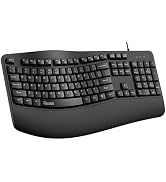 RECCAZR Ergonomic Keyboard, Wired Computer Keyboard with Wrist Rest, Wave Keyboard for Natural Ty...