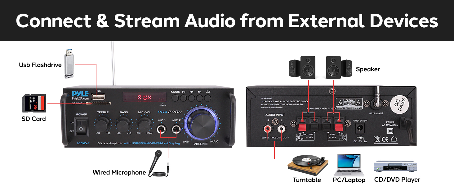 home stereo system components amplifier amp audio receiver bluetooth amplificador canales