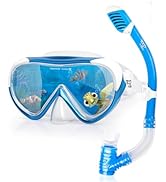 Kids Snorkel Set, Child Diving Mask Anti-Fog Swim Goggles and Dry Snorkel Children Snorkeling Gea...