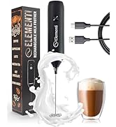 Elementi Milk Frother Wand Rechargeable Drink Mixer - Powerful USB-C Rechargeable Frother &amp; Coffe...